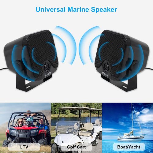  [아마존베스트]Herdio Receiver/Speaker Package, Bluetooth, MP3/USB AM/FM Marine Stereo Bundle for Boat ATV UTV SPA.