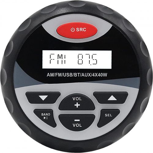  [아마존베스트]Herdio Weather-proof Marine Stereo , Boat Gauge Audio In-Dash , Bluetooth, Digital Media Receiver MP3 /USB/AM /FM (No CD Player)