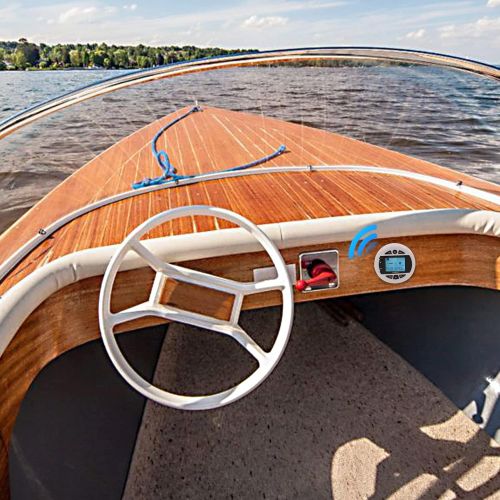  [아마존베스트]Herdio Round Waterproof Marine Radio - 4 x 40 W Boat in Dash Gauge Stereo Receiver with Bluetooth, AM FM, 2.75 Inches Digital LCD, USB, AUX, RCA (White)