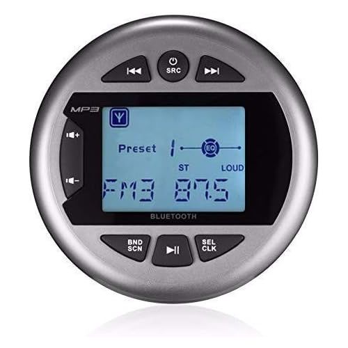  [아마존베스트]Herdio Marine Gauge Stereo -Boat Golf Cart Motorcycle AM FM Radio Digital Media Receiver MP3 Player USB AUX in