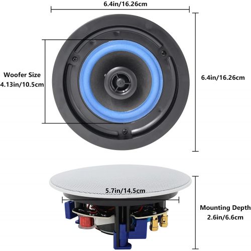  Herdio 4 Inches 160 Watts 2 Way Flush Mount Bluetooth Ceiling Speakers Perfect for Bathroom, Kitchen,Living Room,Office(2 Pairs)