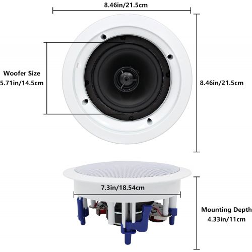  Herdio 5.25 Inch Ceiling Bluetooth Speakers Home recessed Speaker System 300 Watts Perfect for Humid,Kitchen,Bedroom,Bathroom,Covered Patio (A Pair)