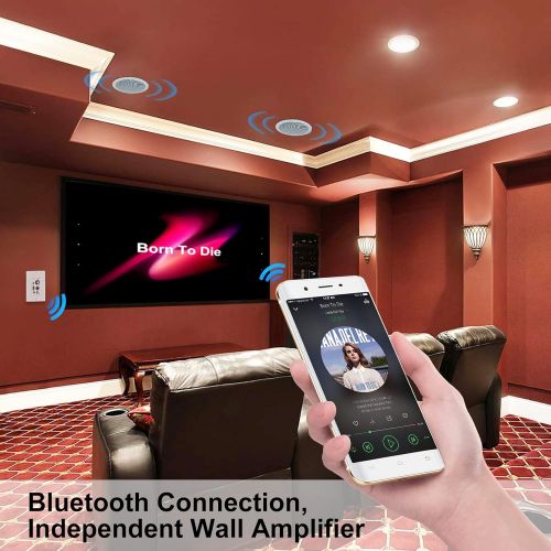  Herdio Home Audio Package Wall Mount Control Bluetooth Amplifier Receiver System with 300Watt in Ceiling Wall Passive Speakers Perfect for Home Theater Office Bathroom Kitchen Livi