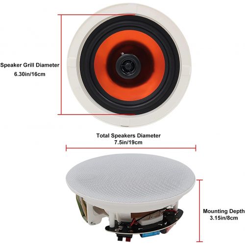  Herdio 6.5 4 PCS Ceiling Bluetooth Speakers Home recessed Speaker System Max Power 300 Watts Perfect for, Kitchen,Bedroom,Bathroom,Covered Patio.