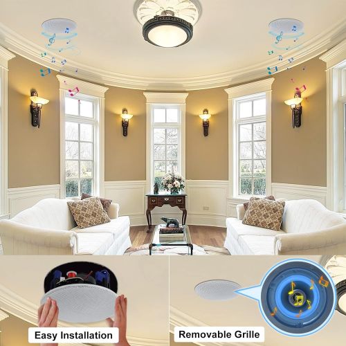  Herdio 4” HCS418 160 Watts 2 Way Flush Mount in Ceiling in Wall Speakers Perfect for Bathroom, Kitchen,Living Room,Office(A Pair)