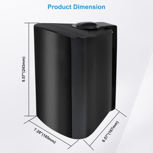  Herdio 5.25 Inch Indoor Outdoor Bluetooth Speakers Wireless Patio Waterproof Wired Wall Mount System 300 Watts (Black)
