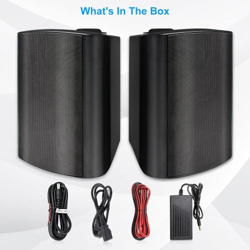  Herdio 5.25 Inch Indoor Outdoor Bluetooth Speakers Wireless Patio Waterproof Wired Wall Mount System 300 Watts (Black)