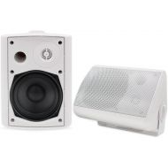 Herdio 5.25 Inches 200 Watts Indoor Outdoor Patio Deck Speakers All Weather Wall Mount System A Pair (White)