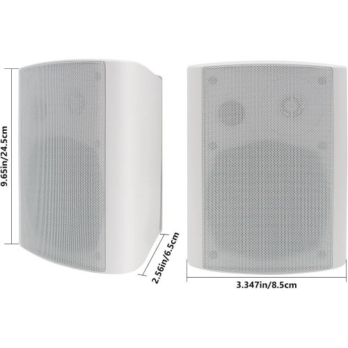  Herdio 5.25 Inches 200 Watts Indoor Outdoor Patio Deck Speakers All Weather Wall Mount System A Pair (White)