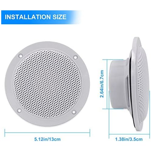  Herdio 4 Inch Ceiling Speaker, Waterproof Bluetooth Built in Speaker, Flush Mounting Sound, Perfect for Indoor and Outdoor Use, Bedroom, Home Cinema, Covered Porches (White)