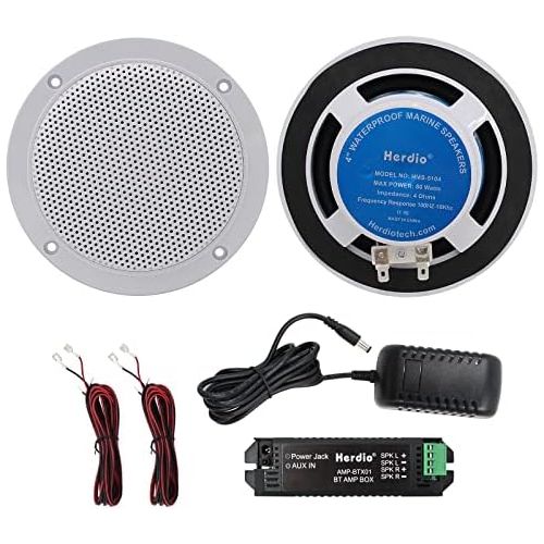 Herdio 4 Inch Ceiling Speaker, Waterproof Bluetooth Built in Speaker, Flush Mounting Sound, Perfect for Indoor and Outdoor Use, Bedroom, Home Cinema, Covered Porches (White)
