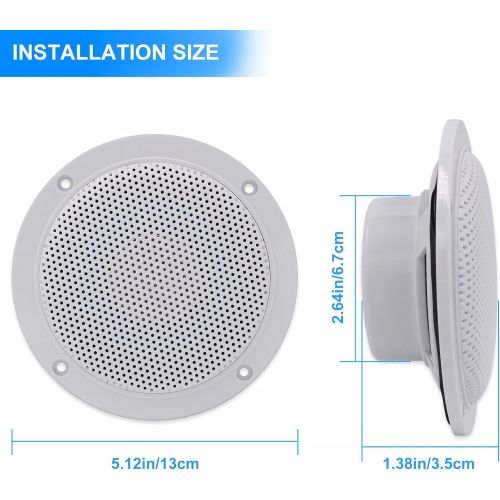  Herdio 4 Inch Ceiling Speaker, Waterproof Bluetooth Built in Speaker, Flush Mounting Sound, Perfect for Indoor and Outdoor Use, Bedroom, Home Cinema, Covered Porches (White)