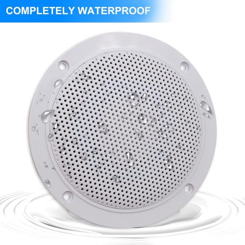  Herdio 4 Inch Ceiling Speaker, Waterproof Bluetooth Built in Speaker, Flush Mounting Sound, Perfect for Indoor and Outdoor Use, Bedroom, Home Cinema, Covered Porches (White)