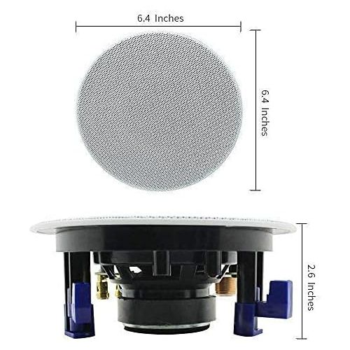  Herdio 4 Inch Ceiling Speaker, 160 Watt 2 Way Bluetooth Built in Speaker, Flush Mounting Sound, for Indoor and Outdoor Use, Bedroom, Bathroom, Home Cinema, Porches (2 Speakers)