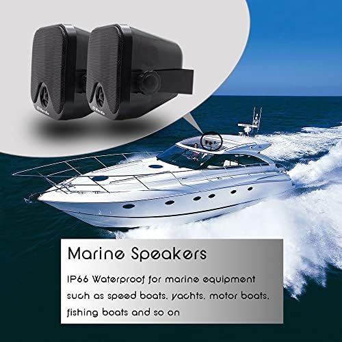  Herdio 100 W 10.2 cm Mini Marine Speaker Waterproof Stereo Audio Speaker System for ATV UTV Motorcycle Speaker Tractor Boat Box Speaker, Black