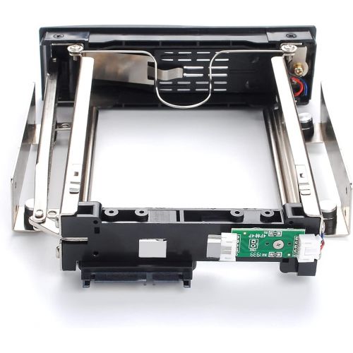  Heretom 5.25in Trayless Hot Swap Mobile Rack for 3.5in Hard Drive - Internal SATA Backplane Enclosure - Lockable Drive Bay with SATA Power Cable and Led Light
