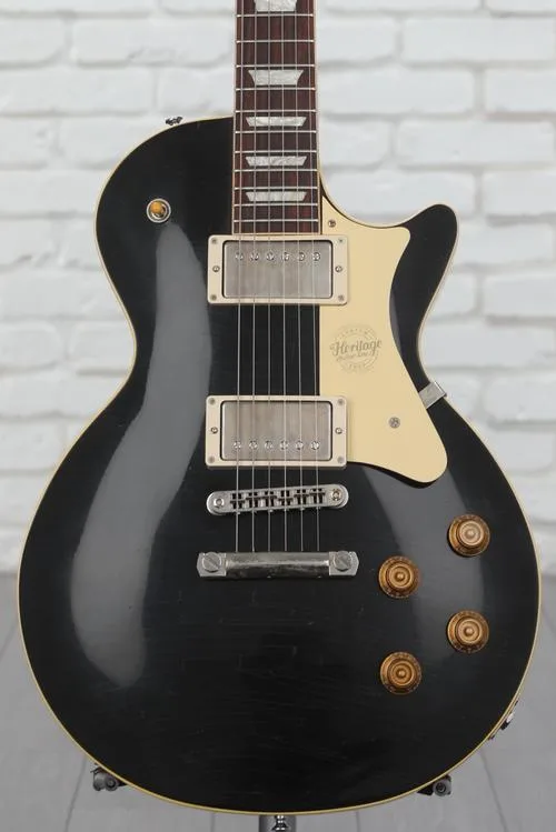 Heritage Artisan Aged Custom Core Plain Top H-150 Electric Guitar - Ebony