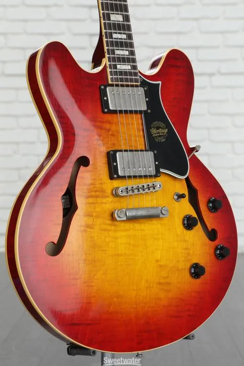  Heritage Custom Core Artisan Aged H-535 Semi-hollowbody Electric Guitar - Dark Cherry Sunburst