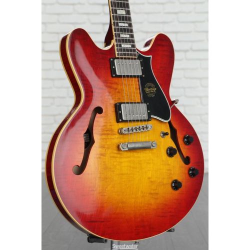  Heritage Custom Core Artisan Aged H-535 Semi-hollowbody Electric Guitar - Dark Cherry Sunburst