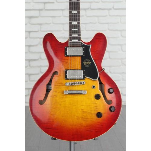  Heritage Custom Core Artisan Aged H-535 Semi-hollowbody Electric Guitar - Dark Cherry Sunburst