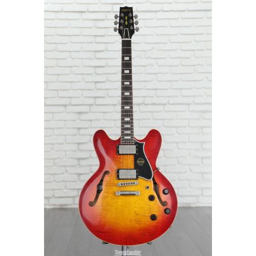  Heritage Custom Core Artisan Aged H-535 Semi-hollowbody Electric Guitar - Dark Cherry Sunburst