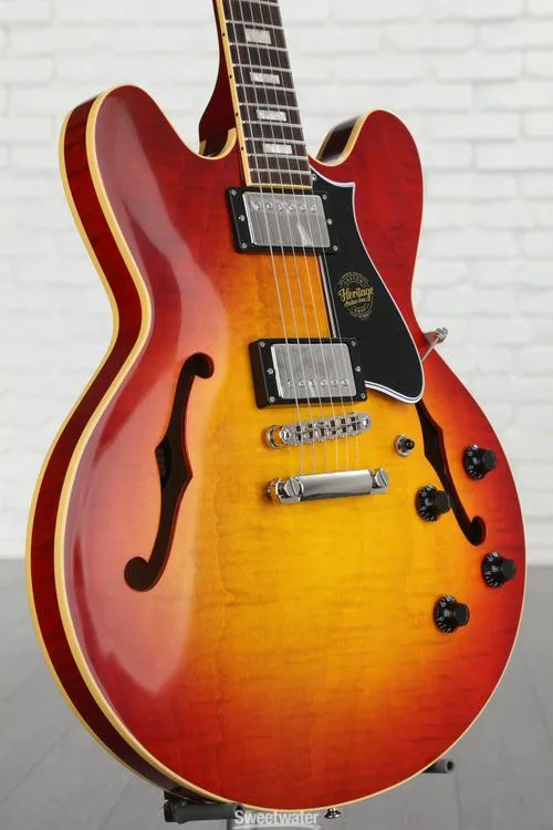  Heritage Custom Core H-535 Semi-hollowbody Electric Guitar - Dark Cherry Sunburst