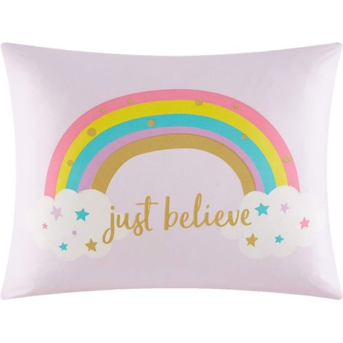  [아마존베스트]Heritage Kids Kids and Toddler Ultra-Soft Magical Unicorn and Rainbow Easy-Wash Microfiber Comforter Bed Set, Twin, Light Pink