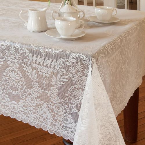  Heritage Lace Filigree 62 X 84 White Rectangle Tablecloth