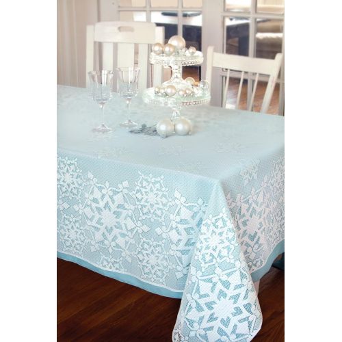 Heritage Lace 70 by 90-Inch Glisten with Glitter Tablecloth, Rectangle, White