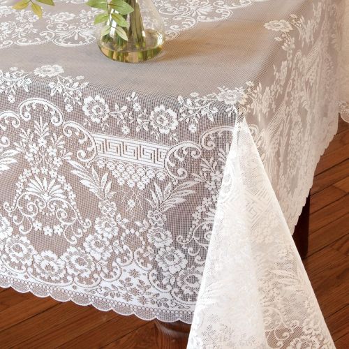  Heritage Lace Filigree 62 X 104 White Rectangle Tablecloth