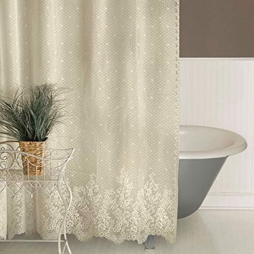  Heritage Lace Floret 72-Inch by 72-Inch Shower Curtain, Ecru