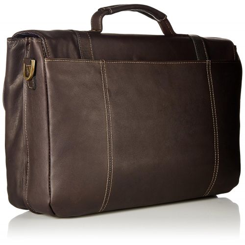  Heritage Travelware Colombian Leather Dual Compartment 16 Flapover Laptop Portfolio, Brown