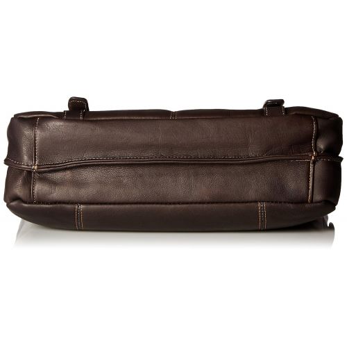  Heritage Travelware Colombian Leather Dual Compartment 16 Flapover Laptop Portfolio, Brown
