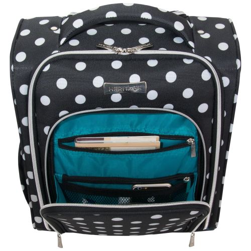  Heritage Travelware Albany Park 16 600d Polka Dot Polyester 2-Wheel Underseater Carry-on Luggage, Black