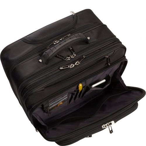  Heritage Travelware Streeterville 1680d Polyester Triple Compartment Top Zip Laptop Portfolio Overnighter, Black