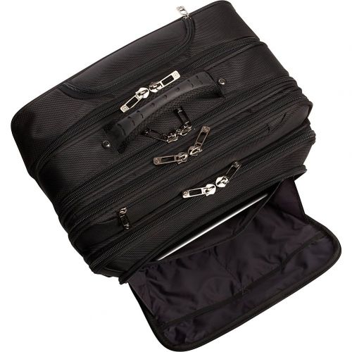  Heritage Travelware Streeterville 1680d Polyester Triple Compartment Top Zip Laptop Portfolio Overnighter, Black