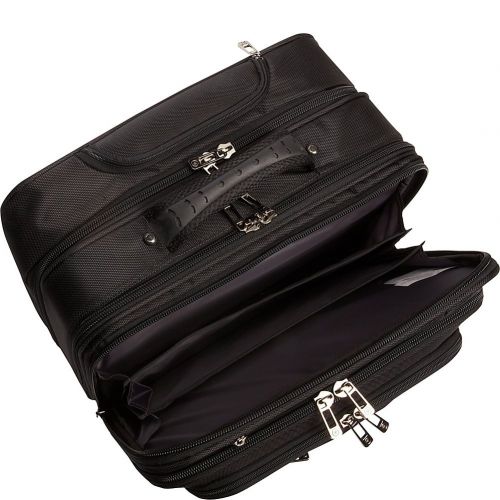  Heritage Travelware Streeterville 1680d Polyester Triple Compartment Top Zip Laptop Portfolio Overnighter, Black