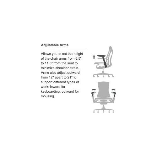  Herman Miller Embody Chair: Fully Adj Arms - White FrameTitanium Base - Translucent Casters