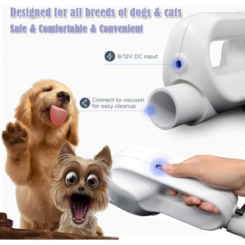  Hermano Electric Pet Grooming Brush Suitable for Vacuum Cleaner Fur Massage Automatic De-Shedding Tool 4 Brushes for All Breeds of Dog Cat AC Adapter/Rechargeable Type