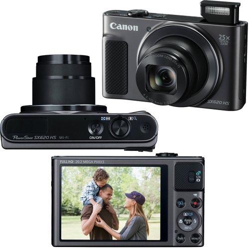  Canon PowerShot SX620 HS 20.2 MP Wi-Fi Digital Camera with 25x Optical Zoom & HD 1080p video (Red) + 12pc 64GB Deluxe Accessory Kit w HeroFiber Gentle Cleaning Cloth