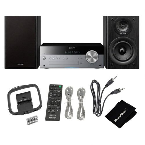  Sony All In One Stylish Micro Music Stereo System with Wireless Streaming NFC (Near Field Communications), Bluetooth, USB, CD player & AMFM tuner + Remote + Aux Cable + HeroFiber