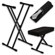 HeroFiber Piano Keyboard Accessories Kit  Stand, Bench and Pedal  Fully-adjustable stand & bench w/universally-compatible sustain pedal  Great gift for beginners and advanced music player