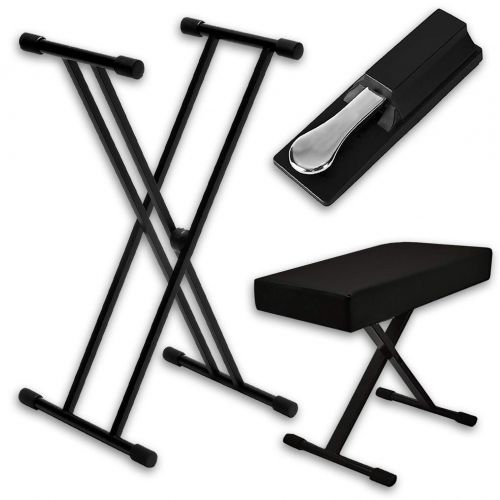  HeroFiber Piano Keyboard Accessories Kit  Stand, Bench and Pedal  Fully-adjustable stand & bench w/universally-compatible sustain pedal  Great gift for beginners and advanced music player