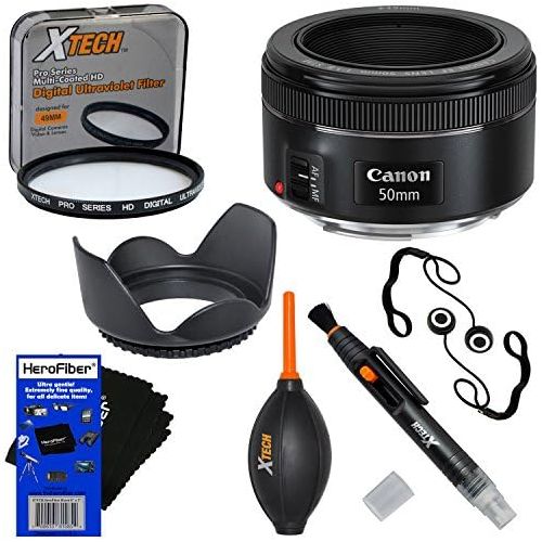  [아마존베스트]Canon EF 50mm f/1.8STM Lens for Canon SLR Cameras (International Version) + 7pc Bundle Accessory Kit w/HeroFiber Ultra Gentle Cleaning Cloth