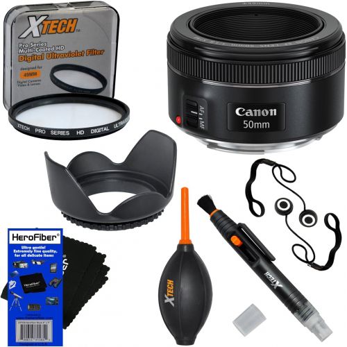  [아마존베스트]Canon EF 50mm f/1.8STM Lens for Canon SLR Cameras (International Version) + 7pc Bundle Accessory Kit w/HeroFiber Ultra Gentle Cleaning Cloth