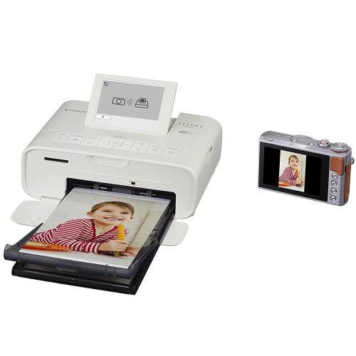  Canon SELPHY CP1300 Wireless Compact Photo Printer (White) + Canon KP-108IN Color Ink Paper Set (Produces up to 108 of 4 x 6 Prints) + USB Printer Cable + HeroFiber Ultra Gentle Cl