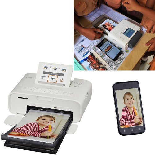  Canon SELPHY CP1300 Wireless Compact Photo Printer (White) + Canon KP-108IN Color Ink Paper Set (Produces up to 108 of 4 x 6 Prints) + USB Printer Cable + HeroFiber Ultra Gentle Cl