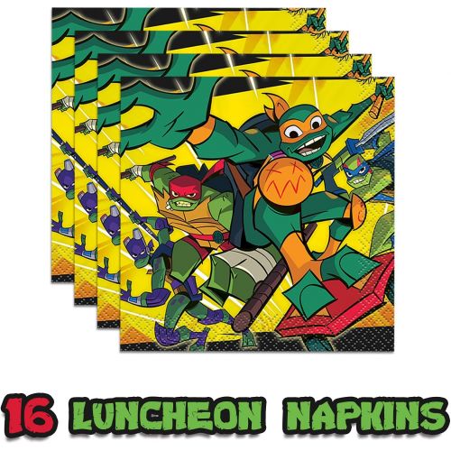  HeroFiber Teenage Mutant Ninja Turtles Party Supplies TMNT Party Supplies Includes Large Plates, Dessert Plates, Napkins, Ninja Turtle Theme Table Cover, TMNT Masks Boy Birthday Party Decora