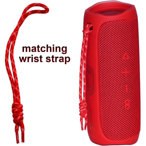  JBL Speaker Flip 5 Wireless Bluetooth Waterproof Portable Speaker (Red) + Matching Wrist Strap + Xtech Carrying Pouch, USB Charging Cable, Wall Adapter & HeroFiber Cleaning Cloth ?