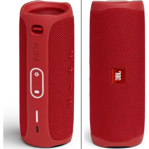  JBL Speaker Flip 5 Wireless Bluetooth Waterproof Portable Speaker (Red) + Matching Wrist Strap + Xtech Carrying Pouch, USB Charging Cable, Wall Adapter & HeroFiber Cleaning Cloth ?